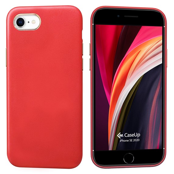 Apple iPhone SE 2020 CaseUp Leather Woven Kılıf Kırmızı 1